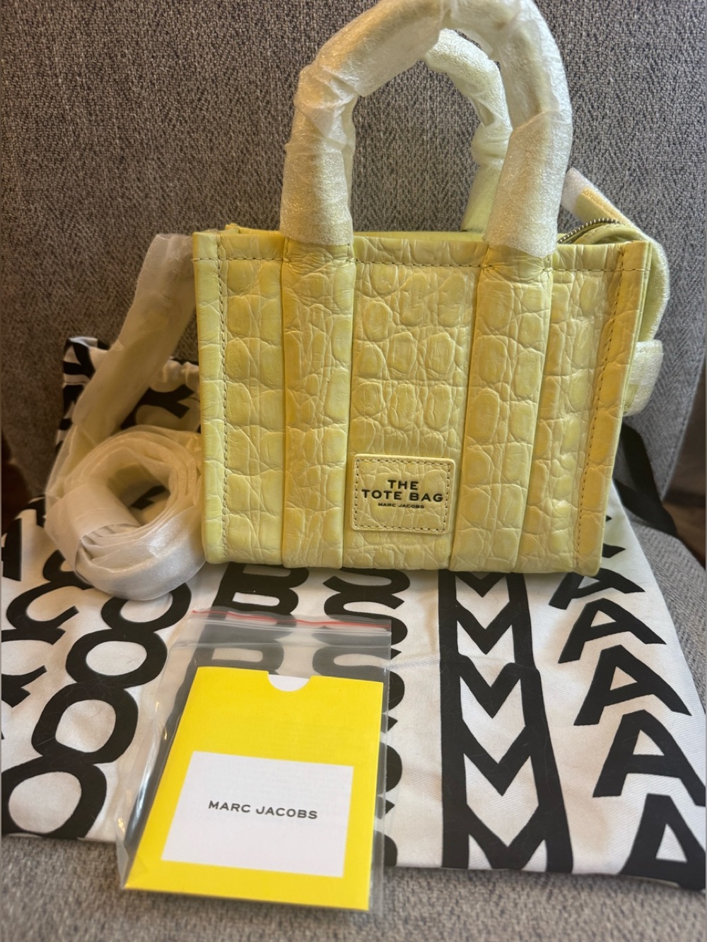 Marc Jacobs Croc-Embossed Mini Tote in Tender Yellow
